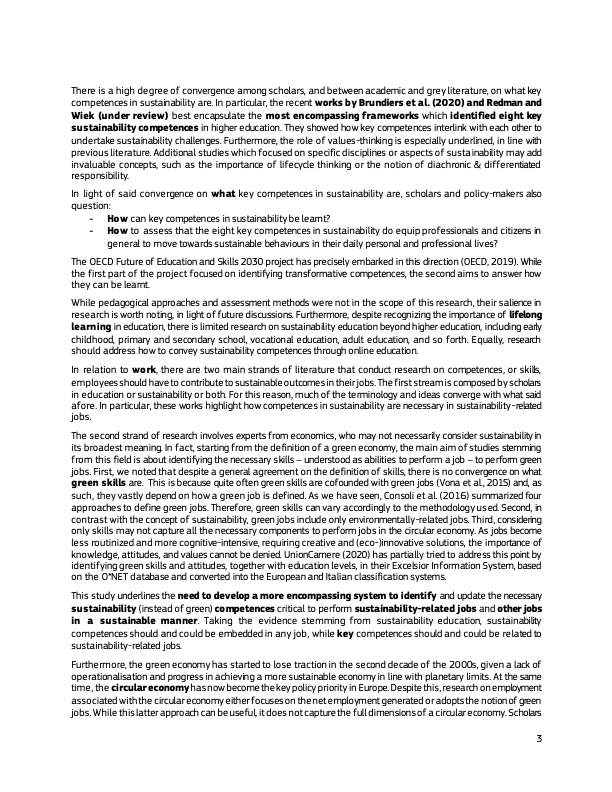 Side 3 af rapporten 'Sustainability competences'