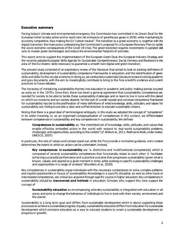 Side 2 af rapporten 'Sustainability competences'