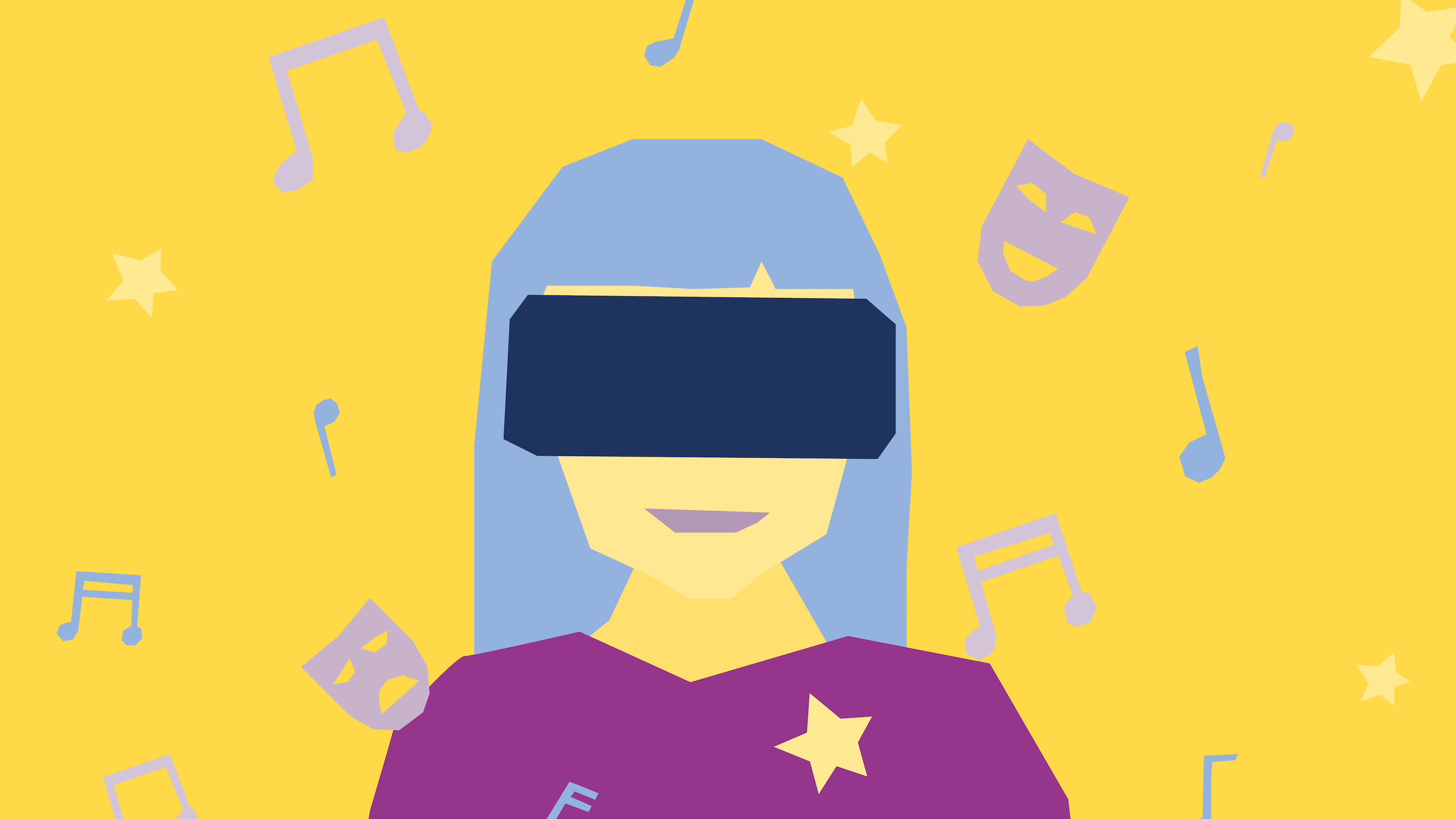 Digitaliseringen af kultur visualiseret med en person som har en kulturoplevelse i et VR headset