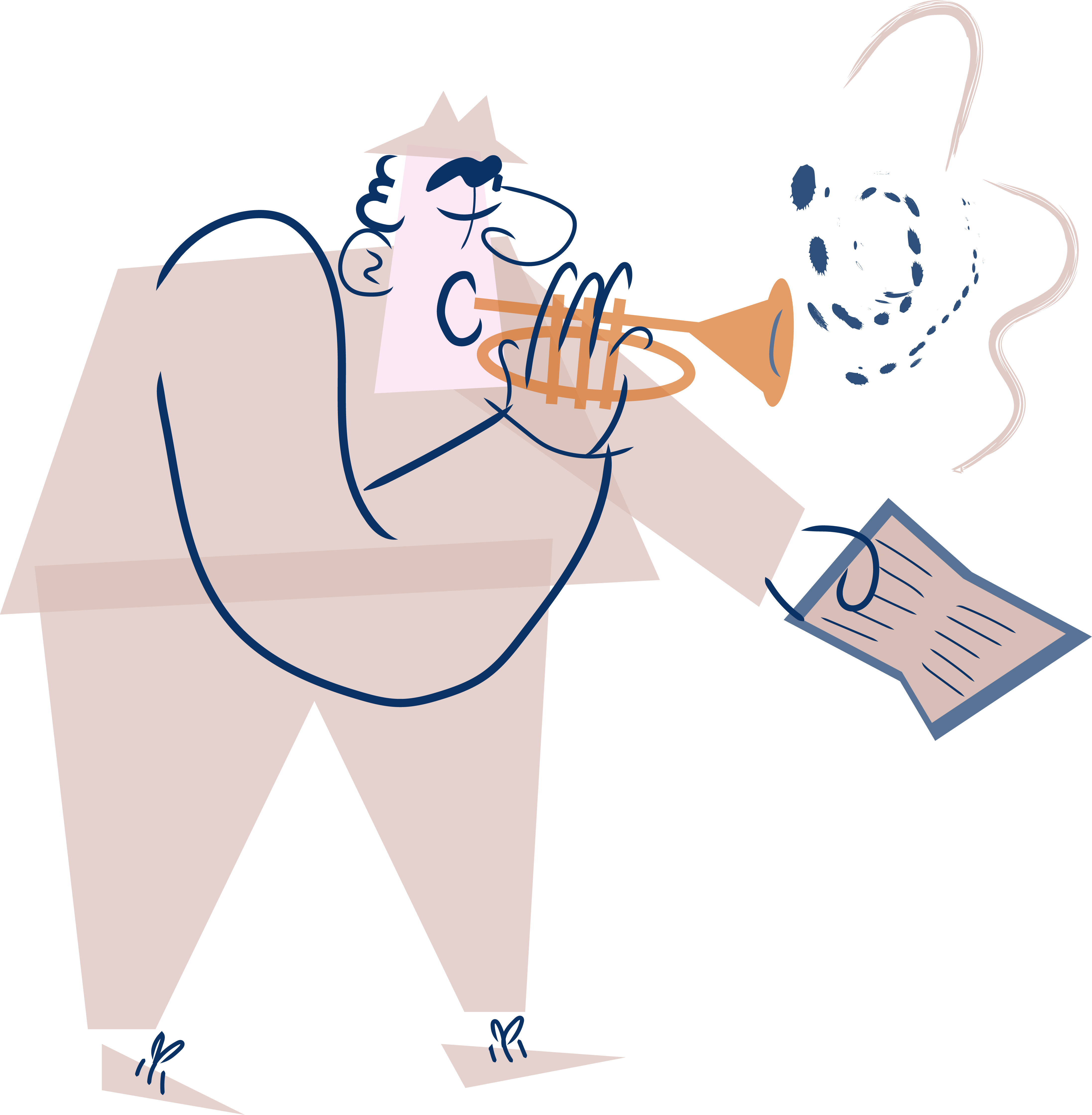 Mand spiller musik med trompet
